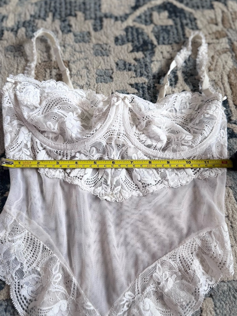 Vintage Victoria's Secret Gold Label White Lace Teddy Bodysuit 34C 80s - Picture 14 of 16